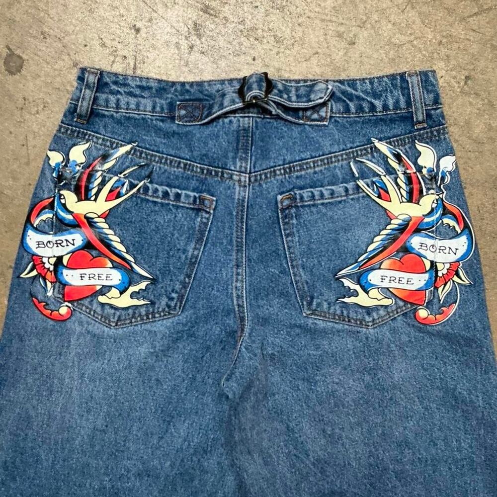 Ed Hardy y2k STYLE Baggy Light Wash